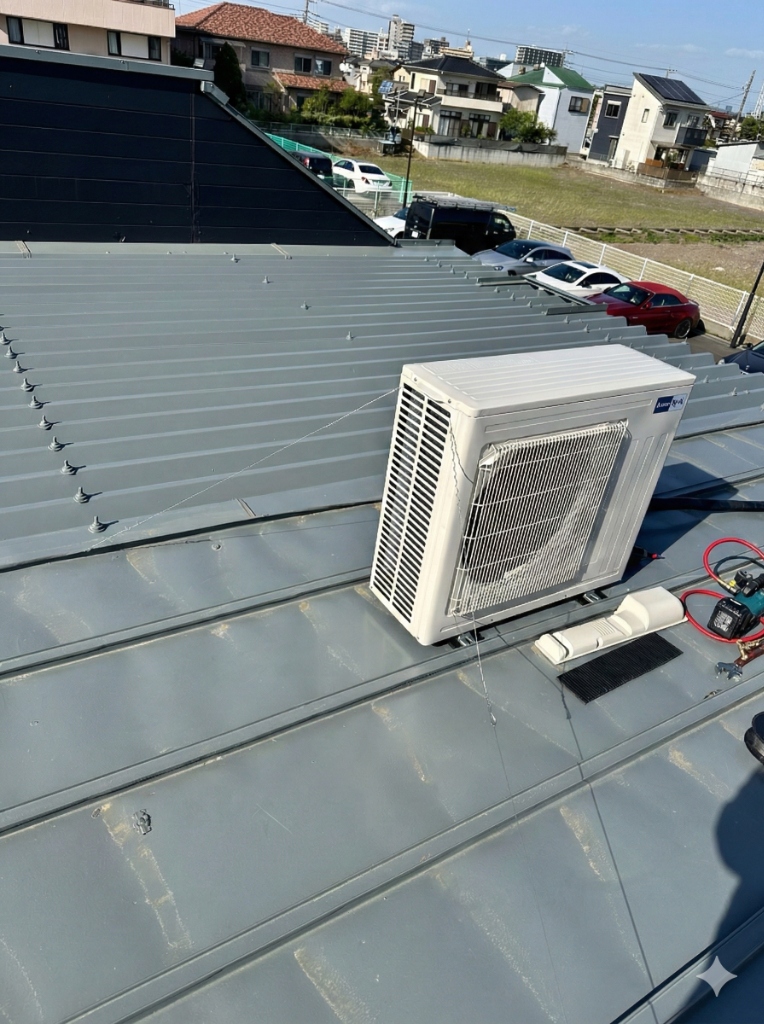 エアコン室外機屋根置き工事
